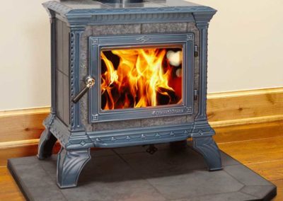 blue and stone stove