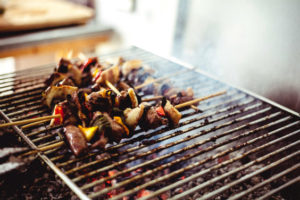 yummy skewers of delicious looking veggies and meat